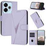 For Redmi 13 4G Triangle Pattern Buckle Clasp Leather Phone Case(Light Purple)