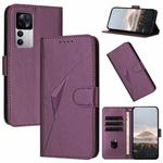 For Redmi K50 Ultra Triangle Pattern Buckle Clasp Leather Phone Case(Dark Purple)