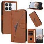 For Redmi K70 Triangle Pattern Buckle Clasp Leather Phone Case(Brown)