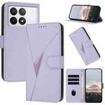 For Redmi K70 Triangle Pattern Buckle Clasp Leather Phone Case(Light Purple)