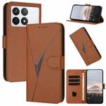 For Redmi K70E Triangle Pattern Buckle Clasp Leather Phone Case(Brown)