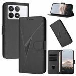 For Redmi K70E Triangle Pattern Buckle Clasp Leather Phone Case(Black)