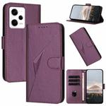 For Redmi Note 12 Pro 5G Global Triangle Pattern Buckle Clasp Leather Phone Case(Dark Purple)