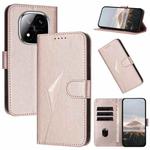 For Redmi Note 14 Pro+ 5G Triangle Pattern Buckle Clasp Leather Phone Case(Rose Gold)