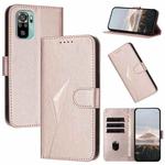 For Redmi Note 10 4G Global Triangle Pattern Buckle Clasp Leather Phone Case(Rose Gold)