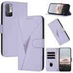 For Redmi Note 10 JE Triangle Pattern Buckle Clasp Leather Phone Case(Light Purple)