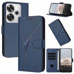 For Redmi Turbo 3 Triangle Pattern Buckle Clasp Leather Phone Case(Royal Blue)