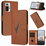 For Redmi Note 10 Pro Triangle Pattern Buckle Clasp Leather Phone Case(Brown)