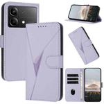For Redmi Note 13R Pro / Xiaomi Poco X6 Neo Triangle Pattern Buckle Clasp Leather Phone Case(Light Purple)