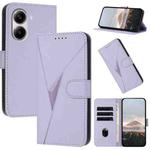 For Redmi Turbo 4 / Xiaomi Poco X7 Pro Triangle Pattern Buckle Clasp Leather Phone Case(Light Purple)