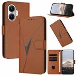 For Redmi Turbo 4 Pro / Xiaomi Poco F7 Triangle Pattern Buckle Clasp Leather Phone Case(Brown)