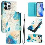 For iPhone 16 Pro Max Art Colored Drawing Pattern Leather Phone Case(Flowering flowers)