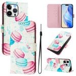 For iPhone 16 Pro Max Art Colored Drawing Pattern Leather Phone Case(Cake)