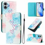 For iPhone 16 Art Colored Drawing Pattern Leather Phone Case(LOVE ME)