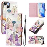 For iPhone 15 Plus Art Colored Drawing Pattern Leather Phone Case(Landscape)