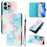 For iPhone 13 Pro Art Colored Drawing Pattern Leather Phone Case(LOVE ME)