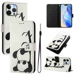 For iPhone 13 Pro Max Art Colored Drawing Pattern Leather Phone Case(Panda)