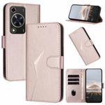 For Huawei Enjoy 70 Triangle Pattern Buckle Clasp Leather Phone Case(Rose Gold)