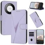 For Huawei Mate 60 Triangle Pattern Buckle Clasp Leather Phone Case(Light Purple)