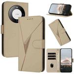 For Huawei Mate 60 Pro Triangle Pattern Buckle Clasp Leather Phone Case(Gold)