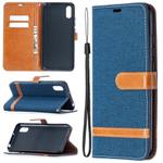 For Xiaomi Redmi 9A Color Matching Denim Texture Horizontal Flip Leather Case with Holder & Card Slots & Wallet & Lanyard(Dark Blue)