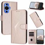 For Huawei nova 12s Triangle Pattern Buckle Clasp Leather Phone Case(Rose Gold)