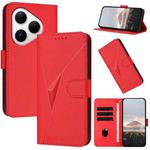 For Huawei Pura 80 5G Triangle Pattern Buckle Clasp Leather Phone Case(Red)