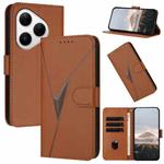 For Huawei Pura 80 5G Triangle Pattern Buckle Clasp Leather Phone Case(Brown)