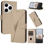 For Huawei Pura 80 5G Triangle Pattern Buckle Clasp Leather Phone Case(Gold)