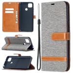 For Xiaomi Redmi 9C Color Matching Denim Texture Horizontal Flip Leather Case with Holder & Card Slots & Wallet & Lanyard(Grey)
