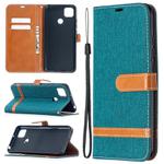 For Xiaomi Redmi 9C Color Matching Denim Texture Horizontal Flip Leather Case with Holder & Card Slots & Wallet & Lanyard(Green)