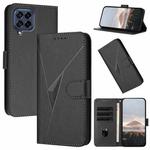 For Samsung Galaxy M53 Triangle Pattern Buckle Clasp Leather Phone Case(Black)