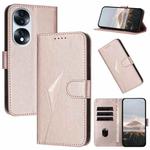 For Honor 70 Triangle Pattern Buckle Clasp Leather Phone Case(Rose Gold)