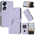 For Honor 70 Triangle Pattern Buckle Clasp Leather Phone Case(Light Purple)