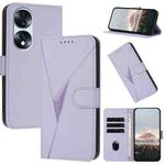 For Honor 70 Pro / 70 Pro+ Triangle Pattern Buckle Clasp Leather Phone Case(Light Purple)