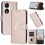 For Honor 90 Triangle Pattern Buckle Clasp Leather Phone Case(Rose Gold)