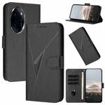 For Honor 100 Pro Triangle Pattern Buckle Clasp Leather Phone Case(Black)