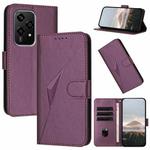 For Honor 200 Lite Global Triangle Pattern Buckle Clasp Leather Phone Case(Dark Purple)