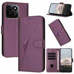 For Honor 200 Smart 5G Global Triangle Pattern Buckle Clasp Leather Phone Case(Dark Purple)