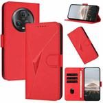 For Honor Magic5 Pro Triangle Pattern Buckle Clasp Leather Phone Case(Red)