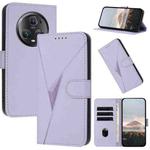 For Honor Magic5 Pro Triangle Pattern Buckle Clasp Leather Phone Case(Light Purple)