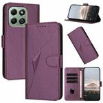 For Honor X6a / X6b Global Triangle Pattern Buckle Clasp Leather Phone Case(Dark Purple)