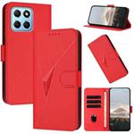 For Honor X8 5G Triangle Pattern Buckle Clasp Leather Phone Case(Red)