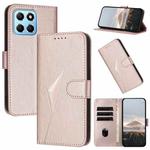 For Honor X8 5G Triangle Pattern Buckle Clasp Leather Phone Case(Rose Gold)