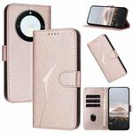 For Honor X9a / Magic5 Lite / X40 Triangle Pattern Buckle Clasp Leather Phone Case(Rose Gold)