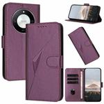 For Honor X50 / Honor X9b Triangle Pattern Buckle Clasp Leather Phone Case(Dark Purple)