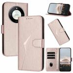 For Honor X50 / Honor X9b Triangle Pattern Buckle Clasp Leather Phone Case(Rose Gold)