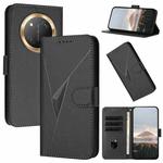 For Honor X9c Global Triangle Pattern Buckle Clasp Leather Phone Case(Black)