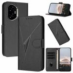 For Honor 300 Triangle Pattern Buckle Clasp Leather Phone Case(Black)