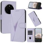 For Honor Magic7 Triangle Pattern Buckle Clasp Leather Phone Case(Light Purple)